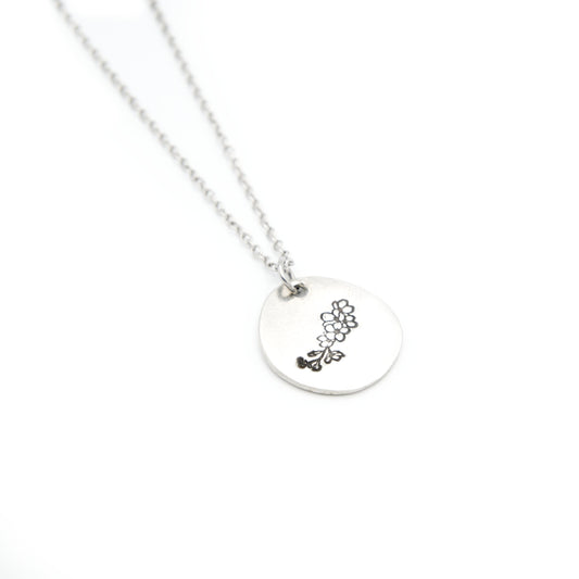 Birth Flower Necklace in Pewter