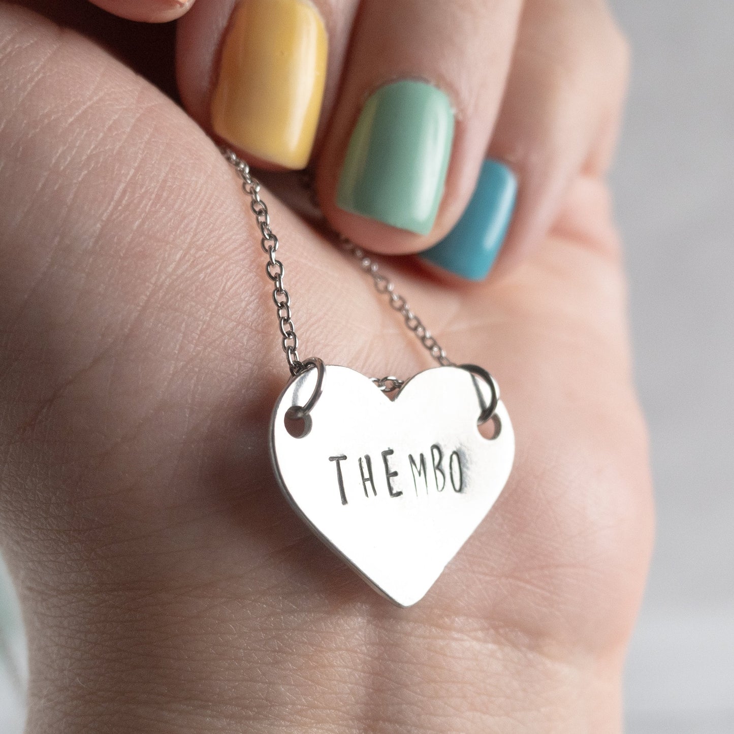 Thembo Necklace, They Them Necklace, Genderqueer Jewelry, Pronoun Necklace, Non Binary Gift, Funny Gifts for Best Friends, Minimalist style