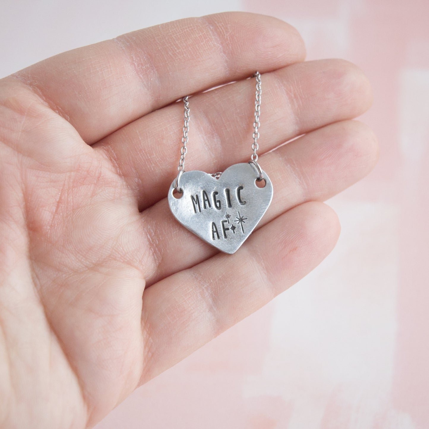 Magic AF Necklace, Feminist Necklace, Coworker Leaving Gift for Women, Funny Gift for Best Friend, Hand Stamped Necklace, Minimalist Jewelry