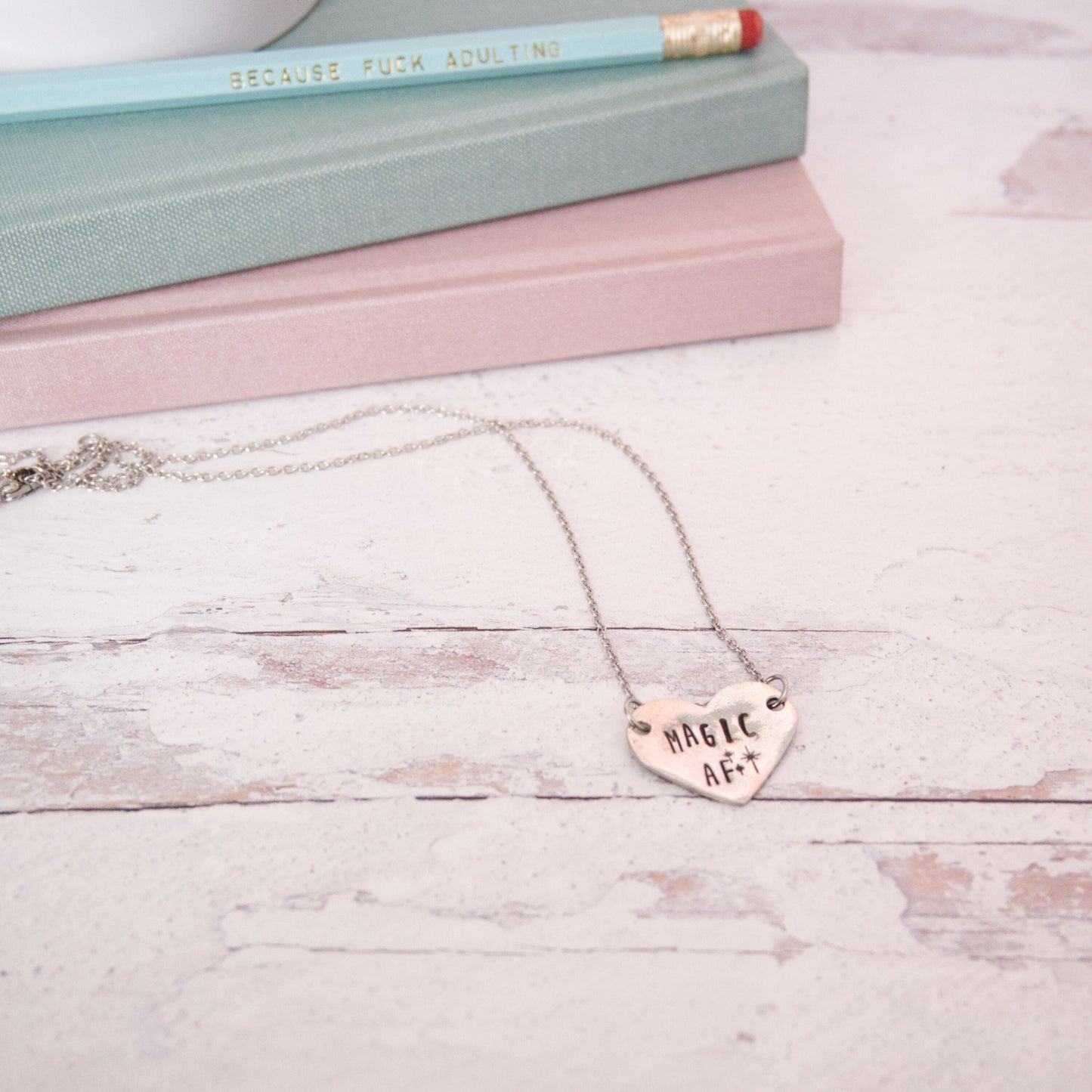 Magic AF Necklace, Feminist Necklace, Coworker Leaving Gift for Women, Funny Gift for Best Friend, Hand Stamped Necklace, Minimalist Jewelry