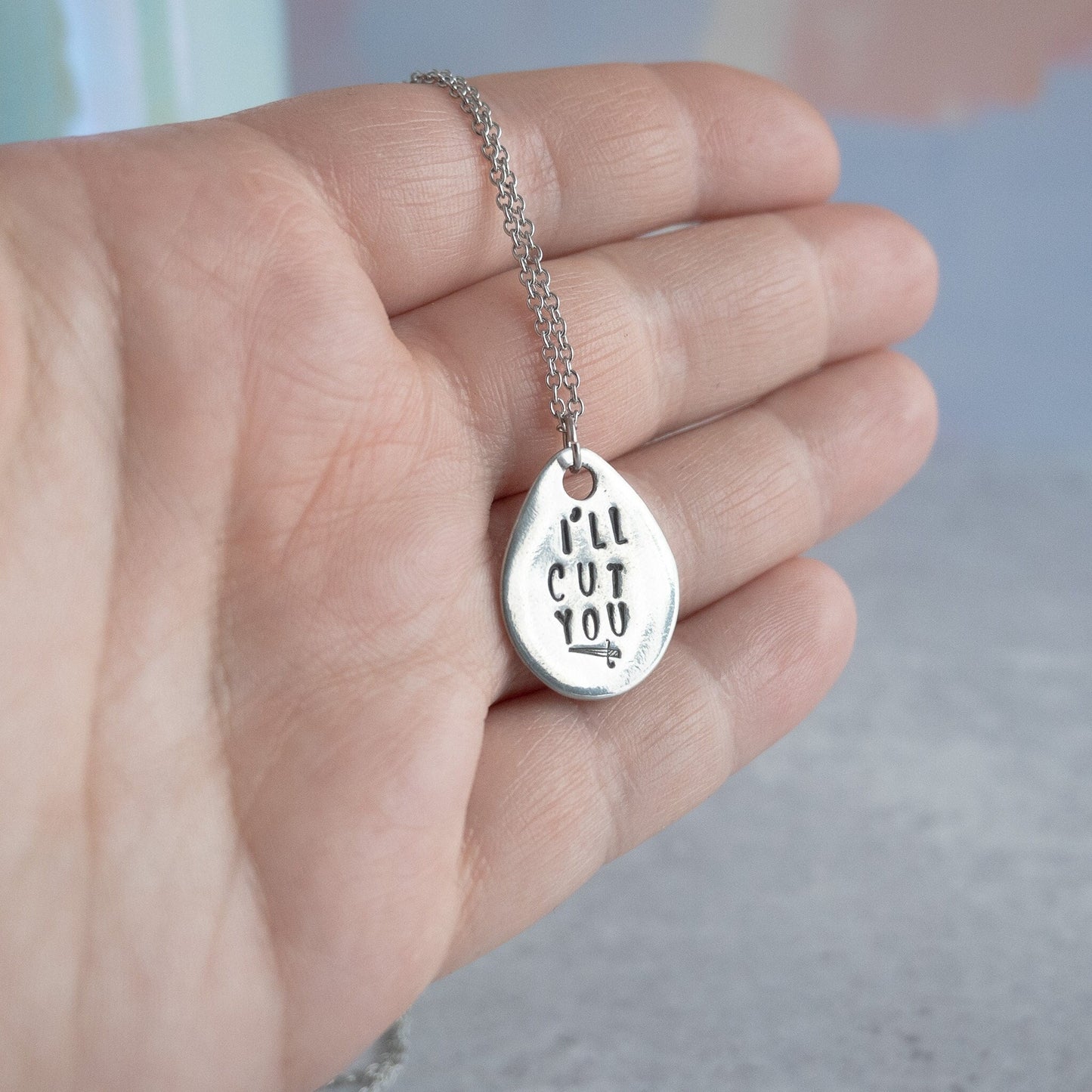 I'll Cut You Necklace, Jewelry Gift for Sister, Dagger Knife Necklace, Coworker Leaving Gift for Women, Funny Gifts for Best Friends